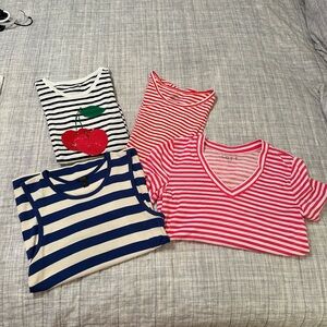 Lot of 4 Cotton Striped T-Shirts Set